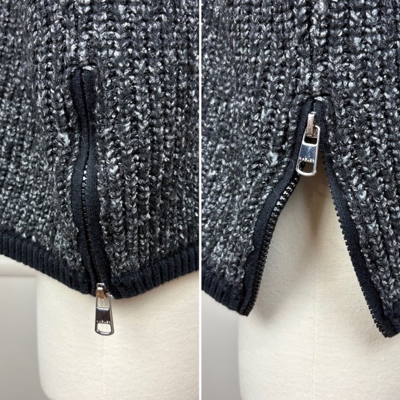 Varley Darwell Colorblock Sweater Size L Black Chunky Knit Zippers Sporty Rocker - Picture 12 of 16